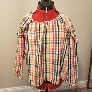Plaid ruffle blouse